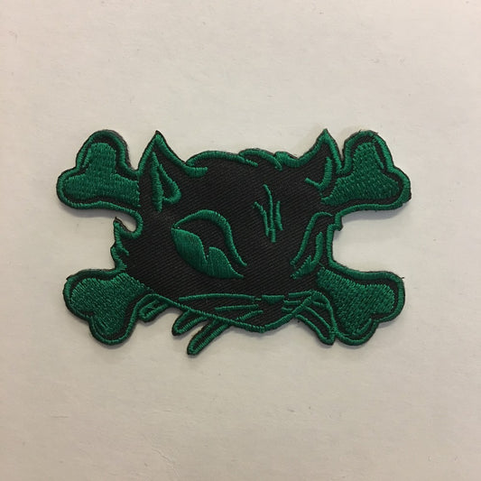 cat skull and bones iron on patch