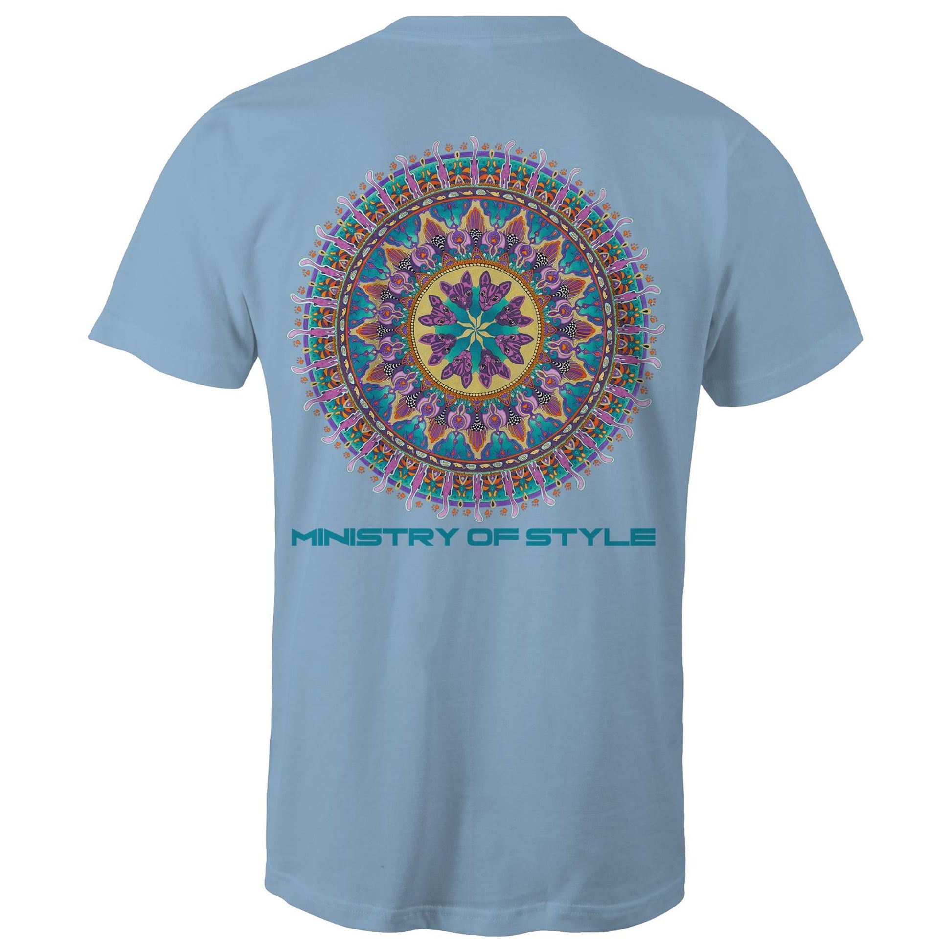 cat mandala tshirt blue back