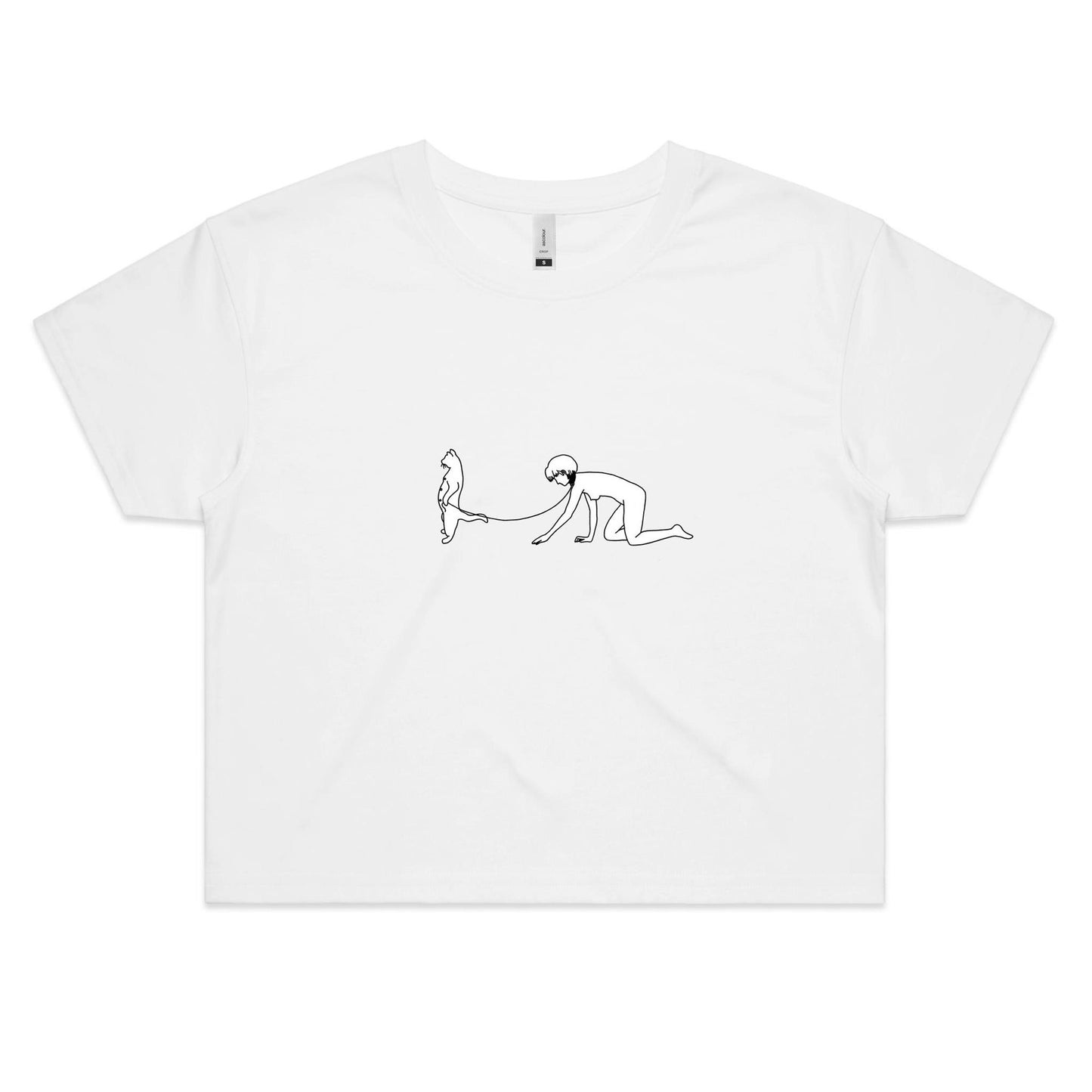 Cat Sub crop tee in white by ministry of style
