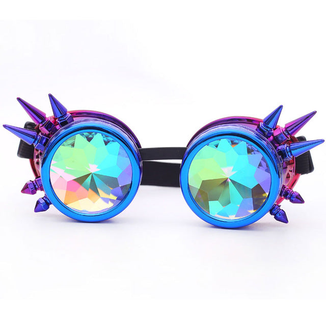 purple and pink kaleidoscope goggles