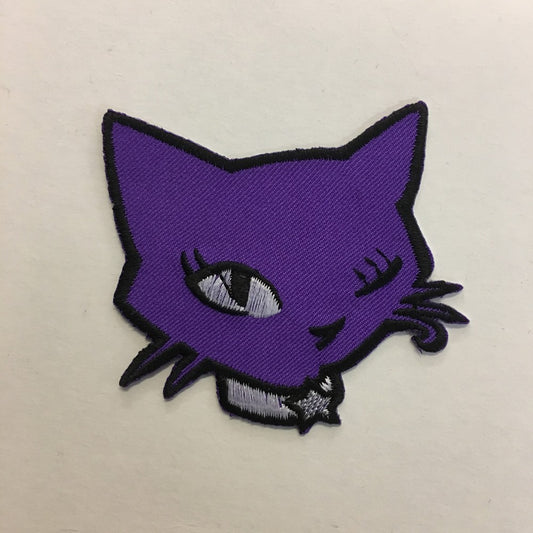 cat face iron on patch