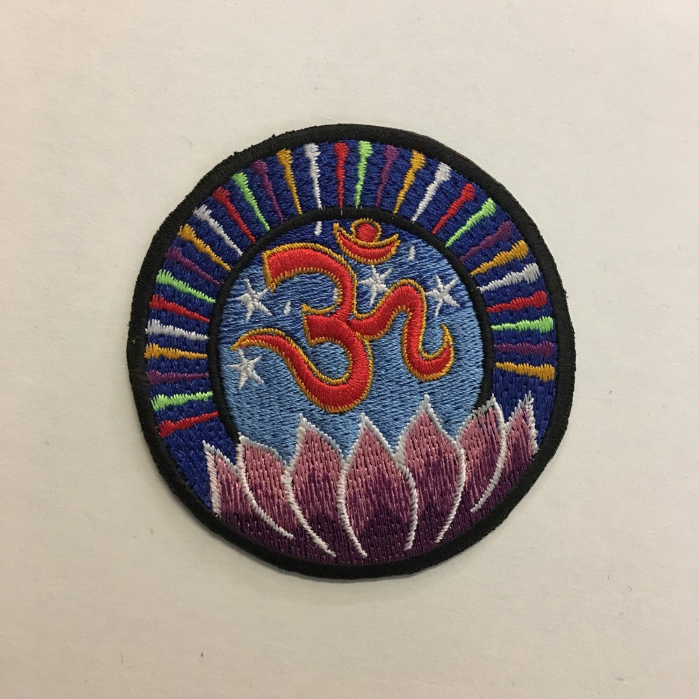 lotus and Om symbol iron on patch