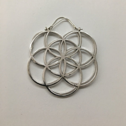 Silver Flower of Life Earring