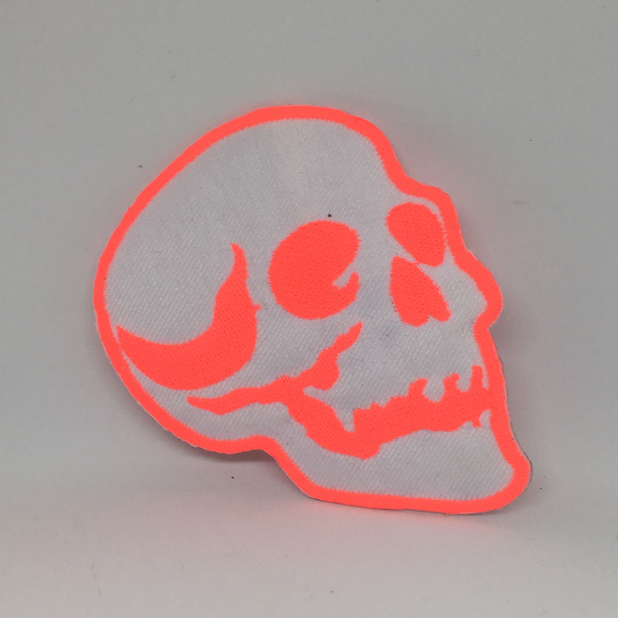 Orange skull iron-on patch