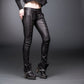 laceup leather look jeans