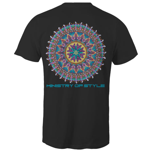 cat mandala tshirt black back