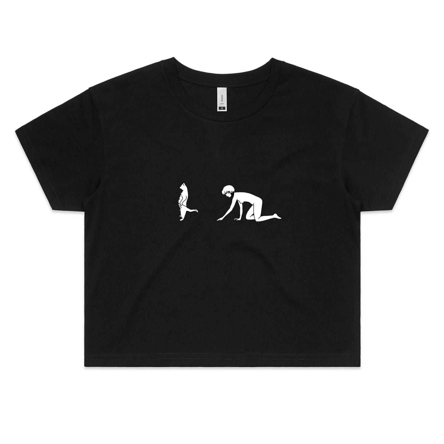 Cat Sub crop tee in black by ministry of style