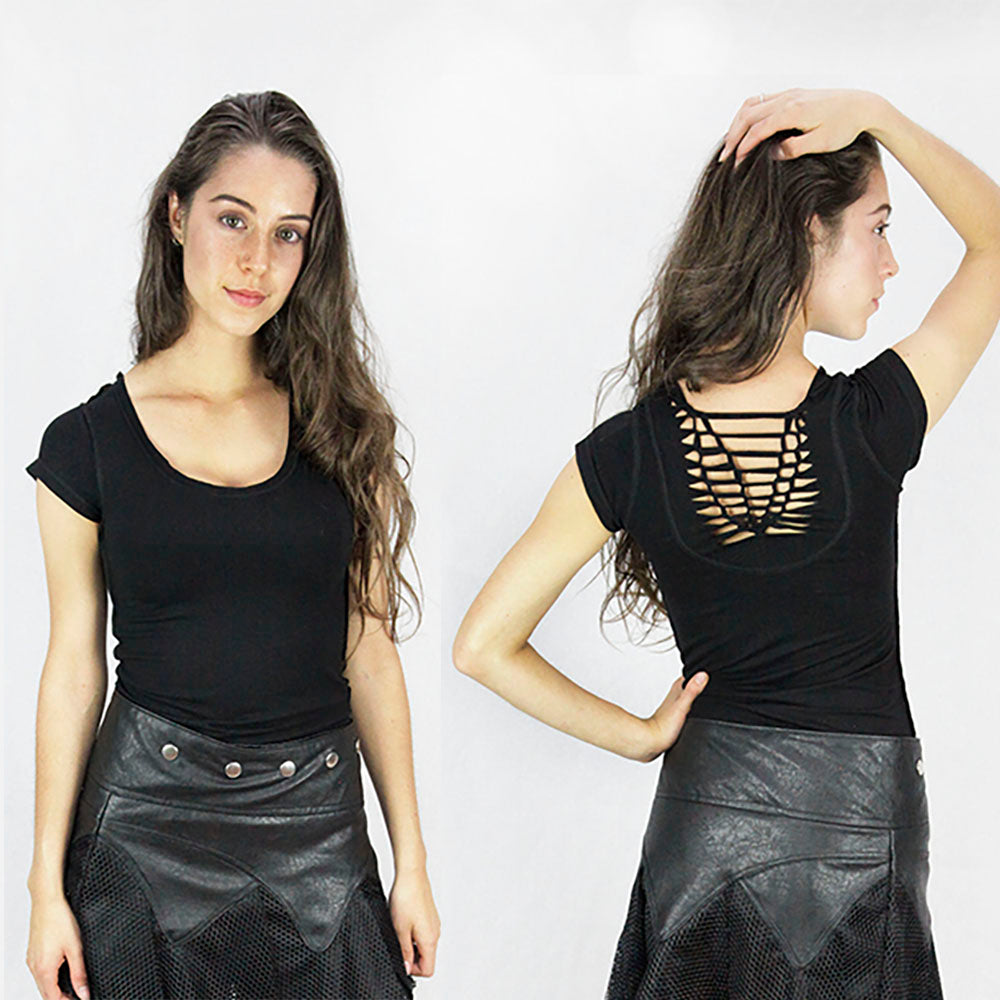 Mable lace back Top in black ladies top ministry of style