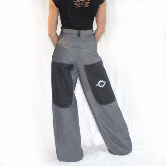 Front stripe phat pants in Light denim